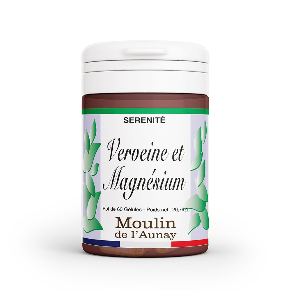 Verveine officinale et magnésium, traditionnellement appréciés pour favoriser la détente.